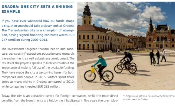 Oradea, campioană a absorbţiei fondurilor europene, în revista UE